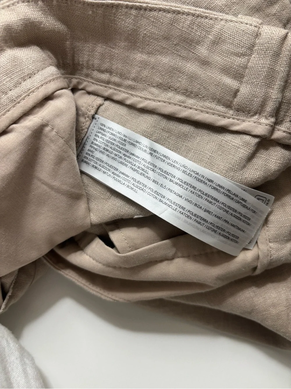 Mango Neutral Beige Straight-Leg Linen-Blend Pants
